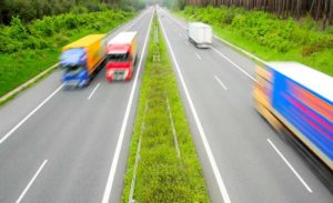 Trucks Driving Blurred 