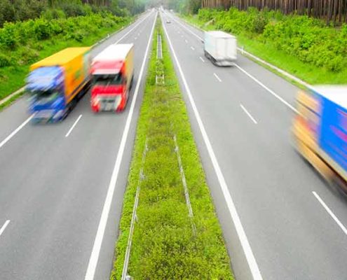Trucks Driving Blurred