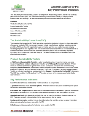 General Guidance for Key Performance Indicators